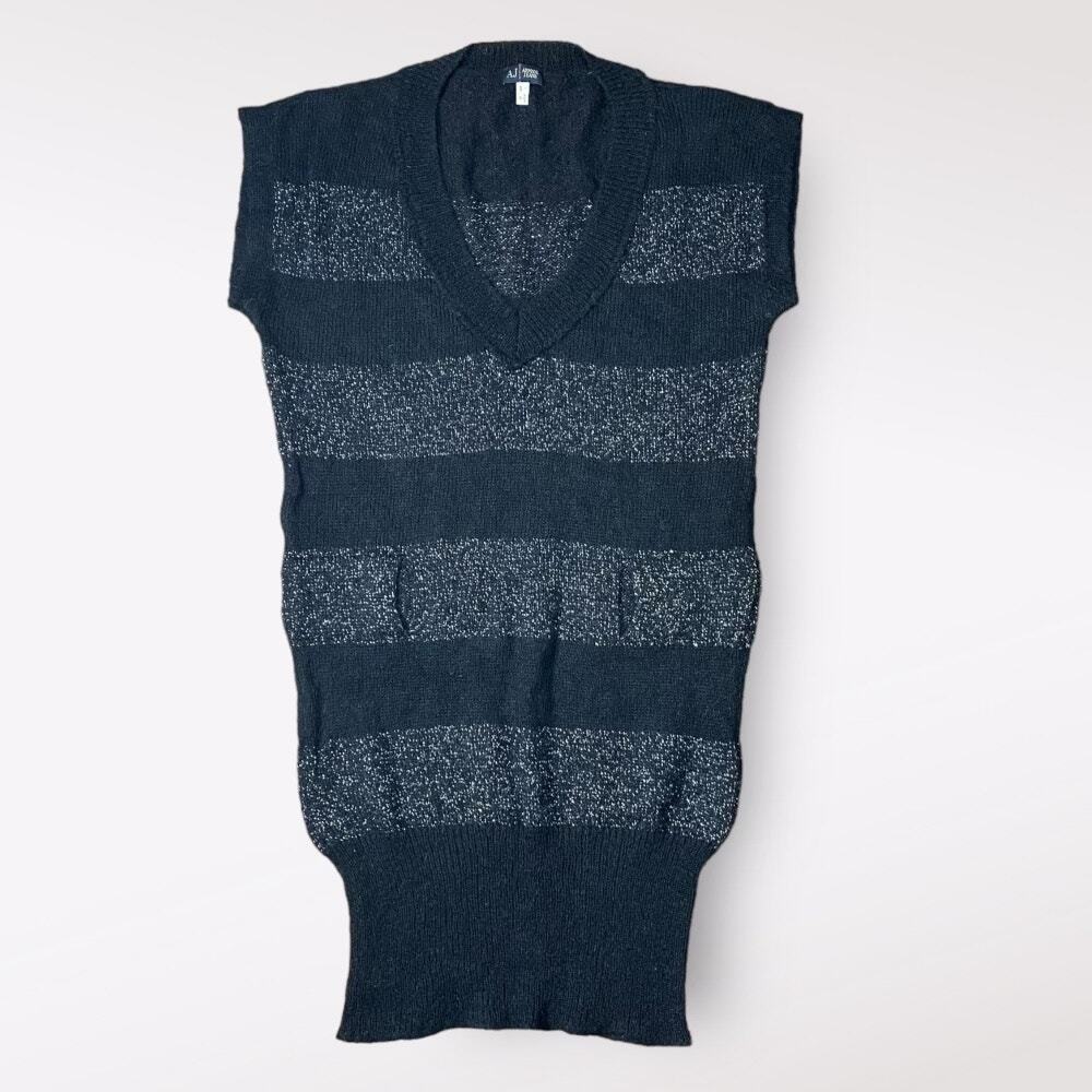 Armani Jeans Grunge Striped Short Sleeve Sweater‎ Size 6